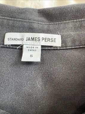 James Perse Men's Dark Black Brushed Cotton Shirt